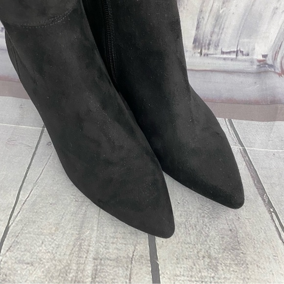 Steve Madden Eagerly Over The Knee Boots Suede Ties Pointed Toe Black 7.5M NEW - Picture 8 of 16